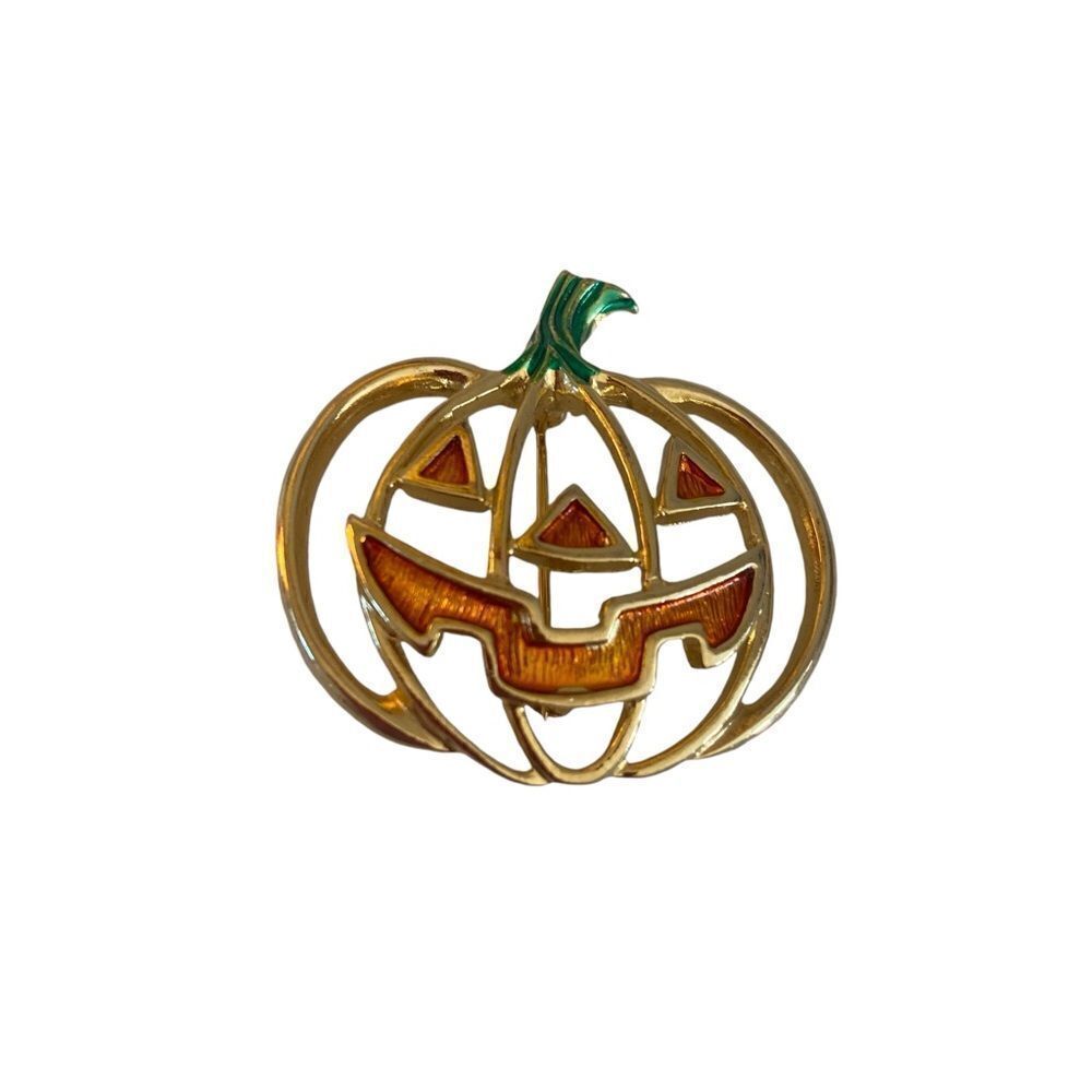 Vintage Paquette Gold Tone Pumpkin Face Pin/Brooch.